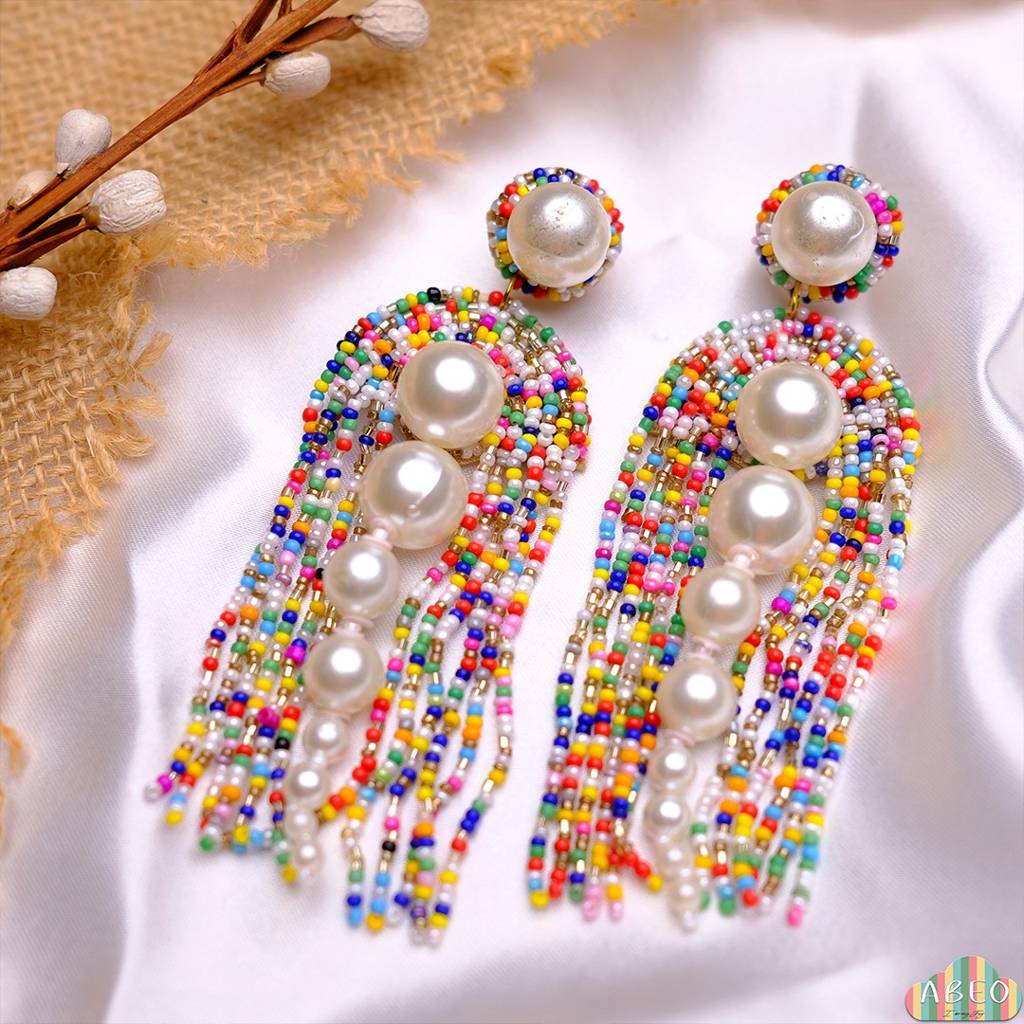 White Moti Pearl Dangler Multicolour Earring : ER072
