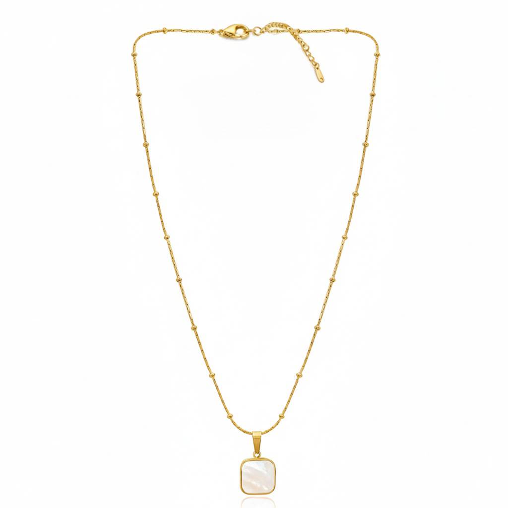 Faux Onyx Studded Pendant Chain Necklace Fashion Jewellery For Women & Girls : PX9P82GW