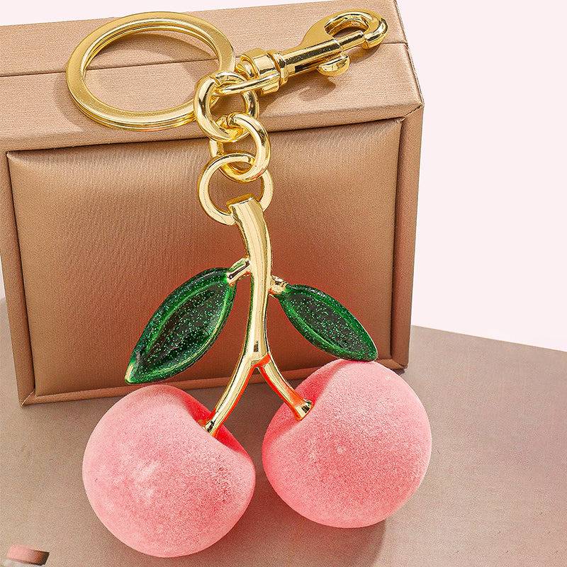 Frosted Pink Cherry Bag Charm For Girls : C-BG-0067-G-PK