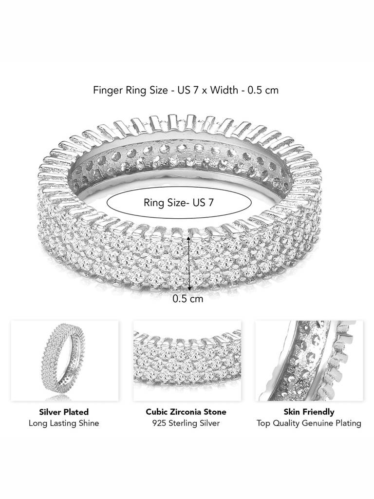 Rose Gold Plated 925 Sterling Silver Cz Studded Eternity Finger Ring Fine Jewellery Gift For Women : PR5857S-7