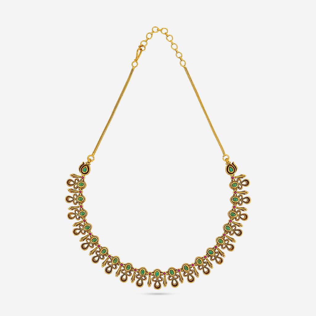 Ruby-Green Gold - Plated Festive Antique Necklace - 465232 : 465232
