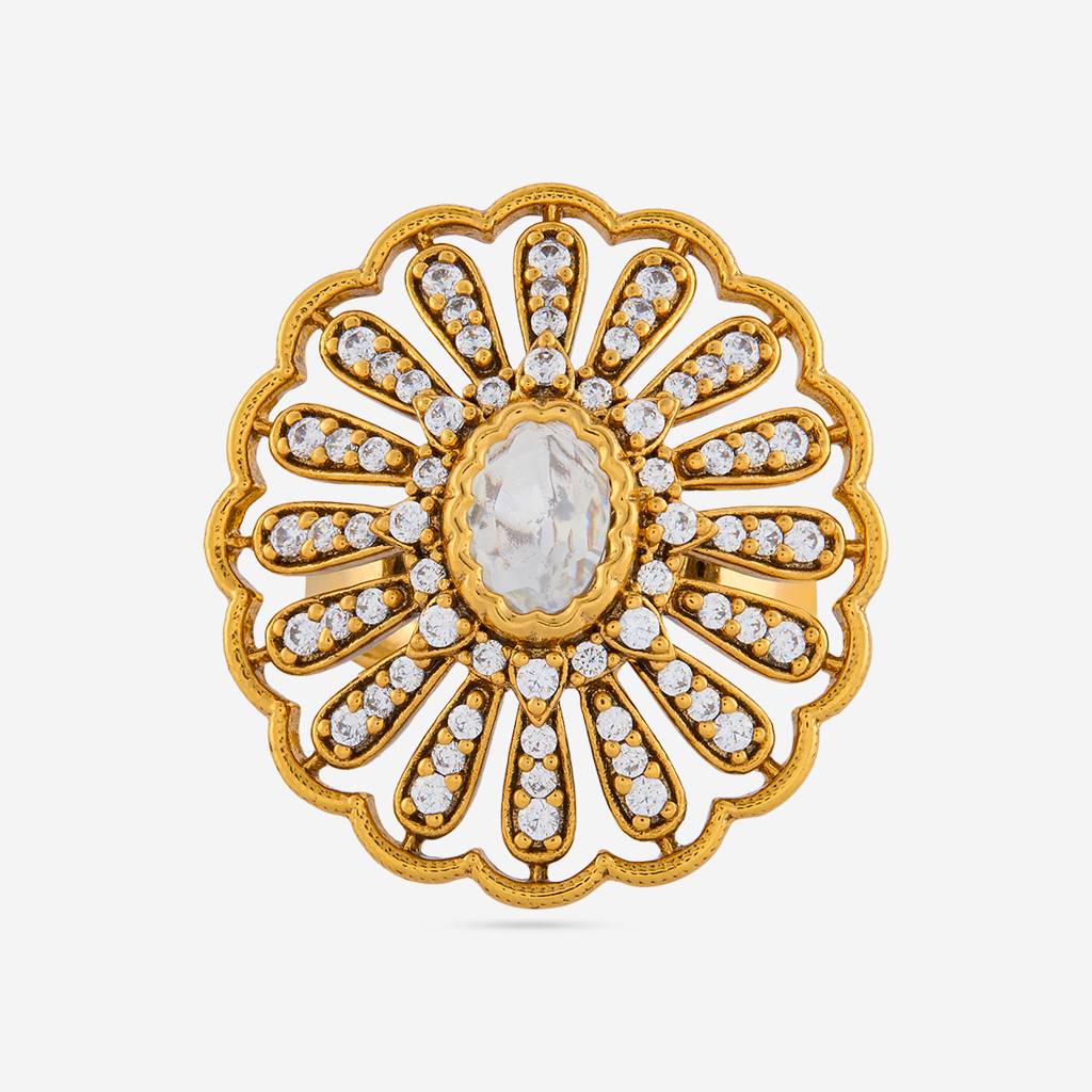 White Victorian - Plated Bridesmaid Kundan Finger Ring - 463848 : 463848