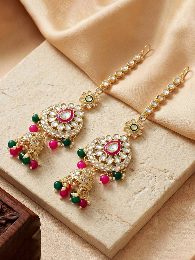 Bridal Kundan Jewellery Set With Hathphool & Nath : 2541-IZK-554-RG