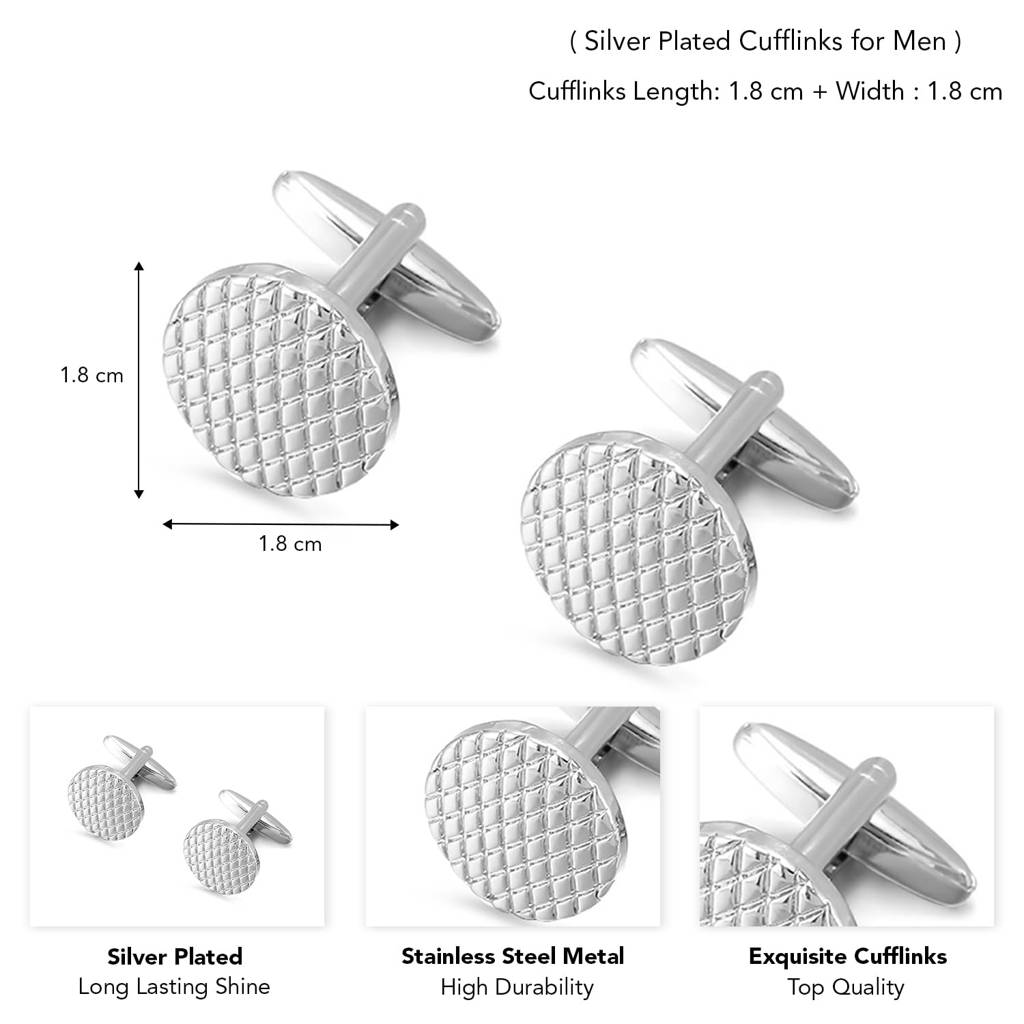 Silver Plated Na Stainless Steel Cufflinks Classic Formal Accessories Jewellery For Men : PX9CL155S