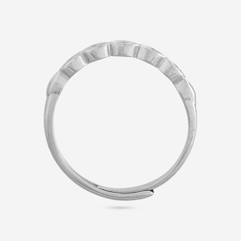 White Rodium Plated - Office Wear Silver Finger Ring - 466226 : 466226