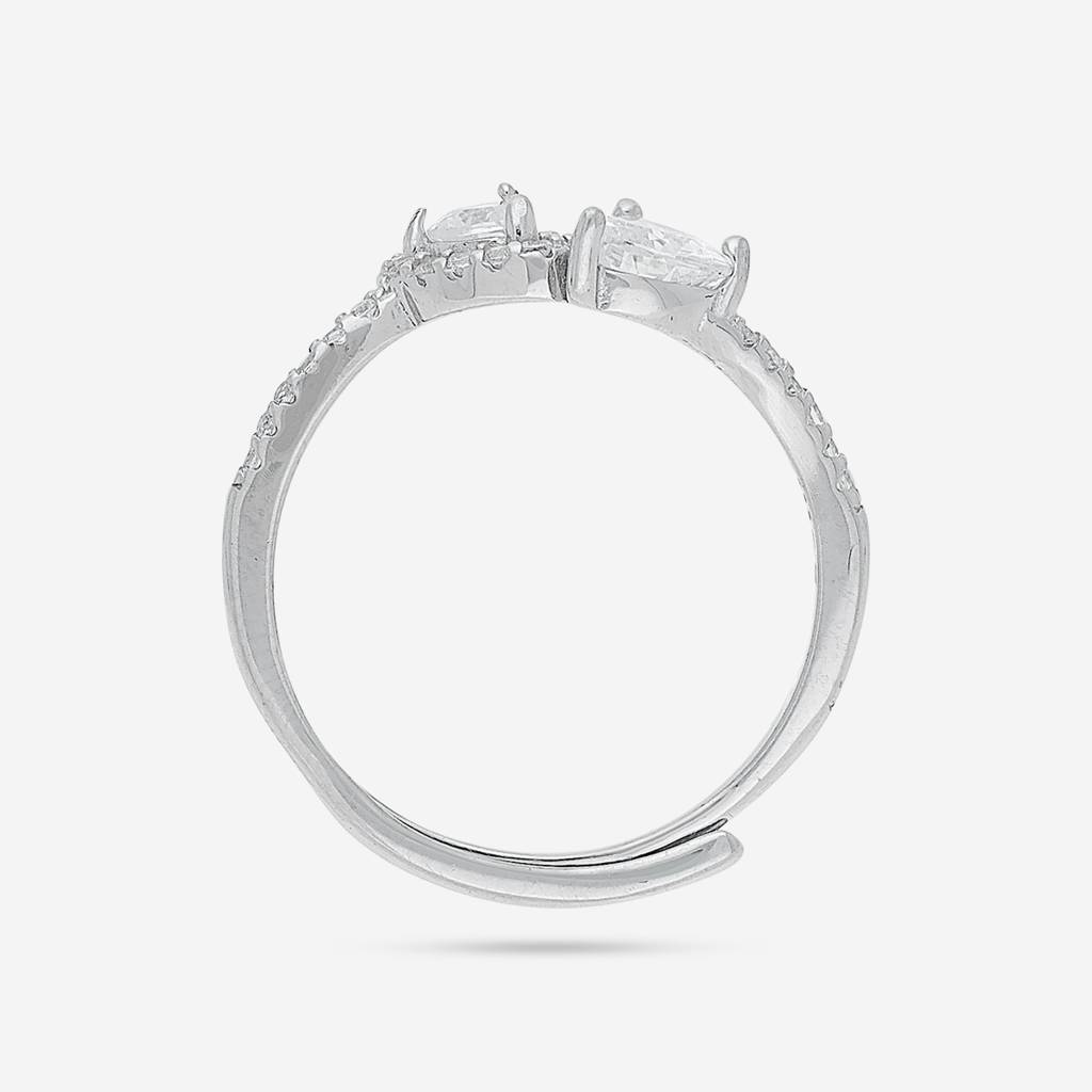 White Rhodium - Plated Office Wear Silver Finger Ring - 453299 : 453299