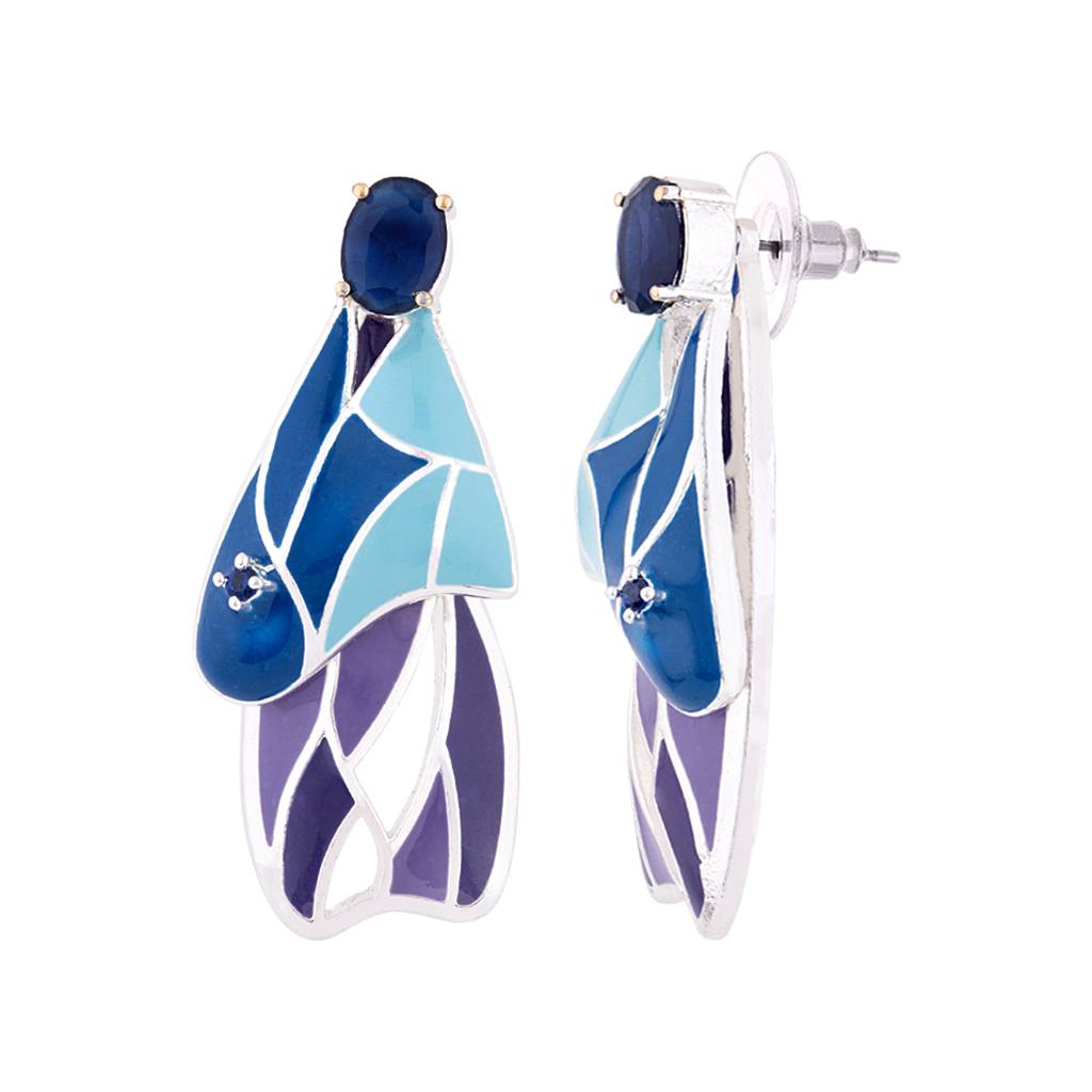 Butterfly Blue Enameled Earrings : 8905124065749