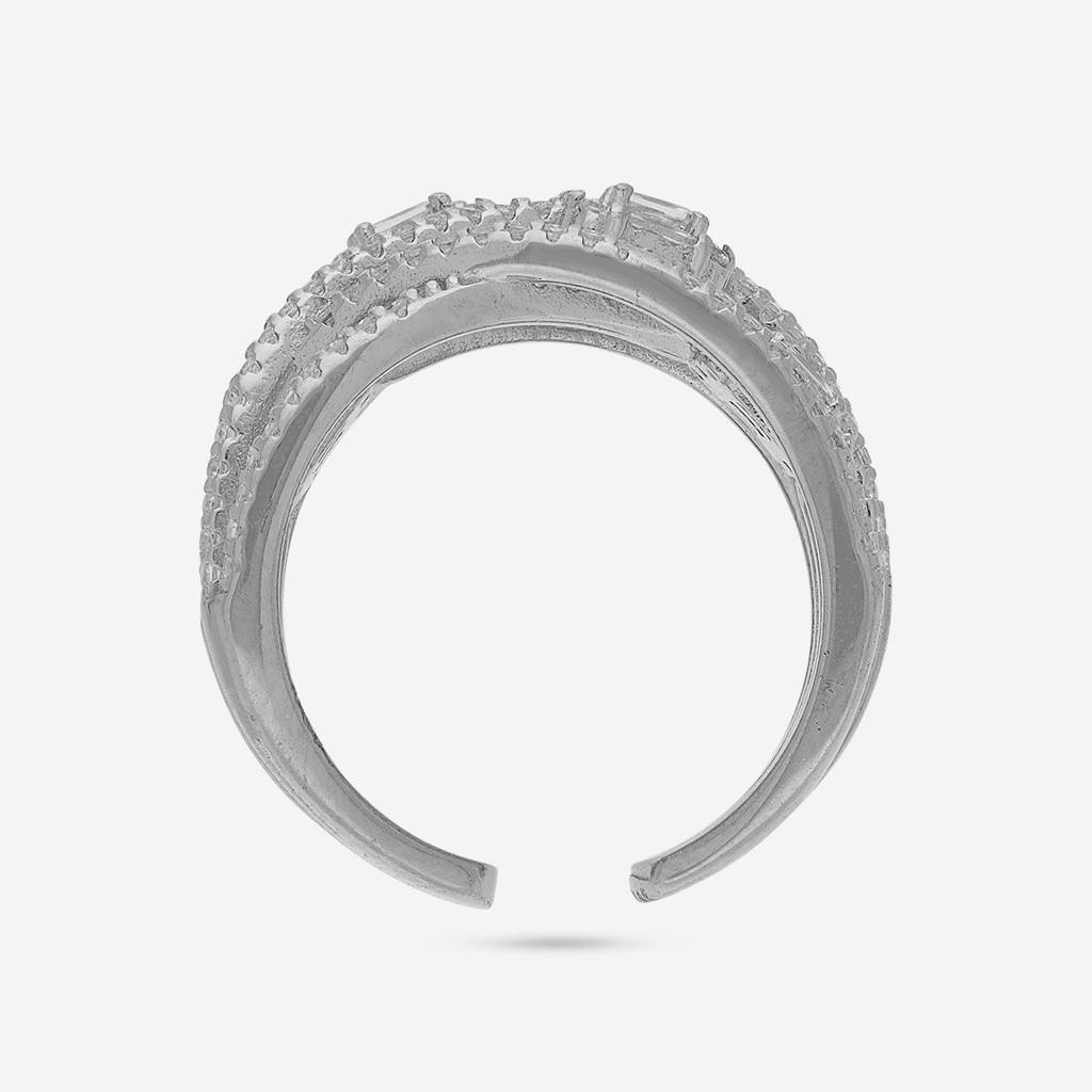 White Rhodium - Plated Office Wear Silver Finger Ring - 453275 : 453275