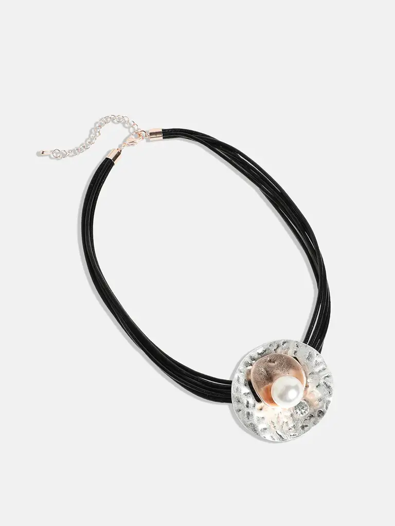 Hadhira-Women'S Gold & Silver Dented Pearl Necklace : SOHINC9820