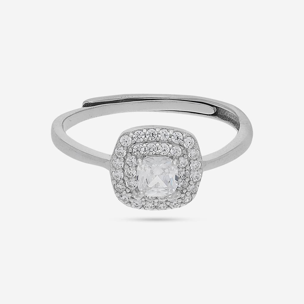 White Rhodium - Plated Office Wear Silver Finger Ring - 453301 : 453301