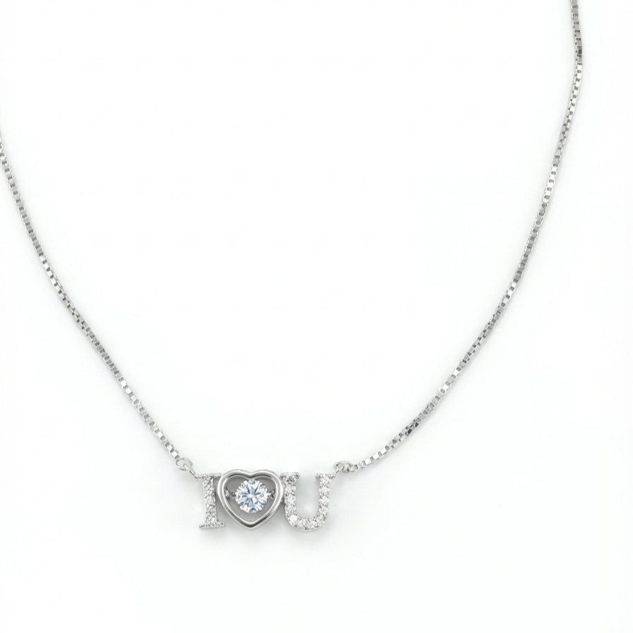 925 Sterling Silver Love Dancing Stone Necklace – Shimmering Heart & Initial Pendant For Women : P6