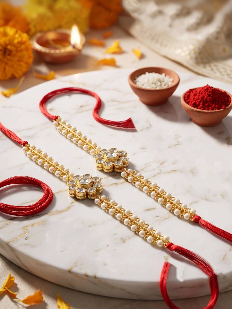 Traditional Rakhi For Bhaiya/Bhabhi Red Thread Rakshabandhan Rakhie (Pack Of 2) Rakhee Rakshasutra : 198-L1R1-26-W-2-2026