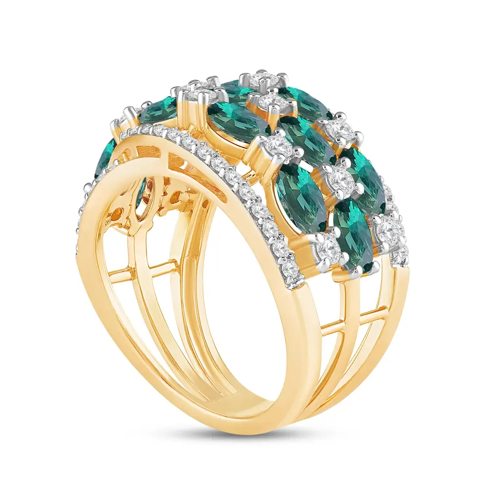 Viridia Emerald & Diamond Cocktail Ring : RG1308B_14K_YG