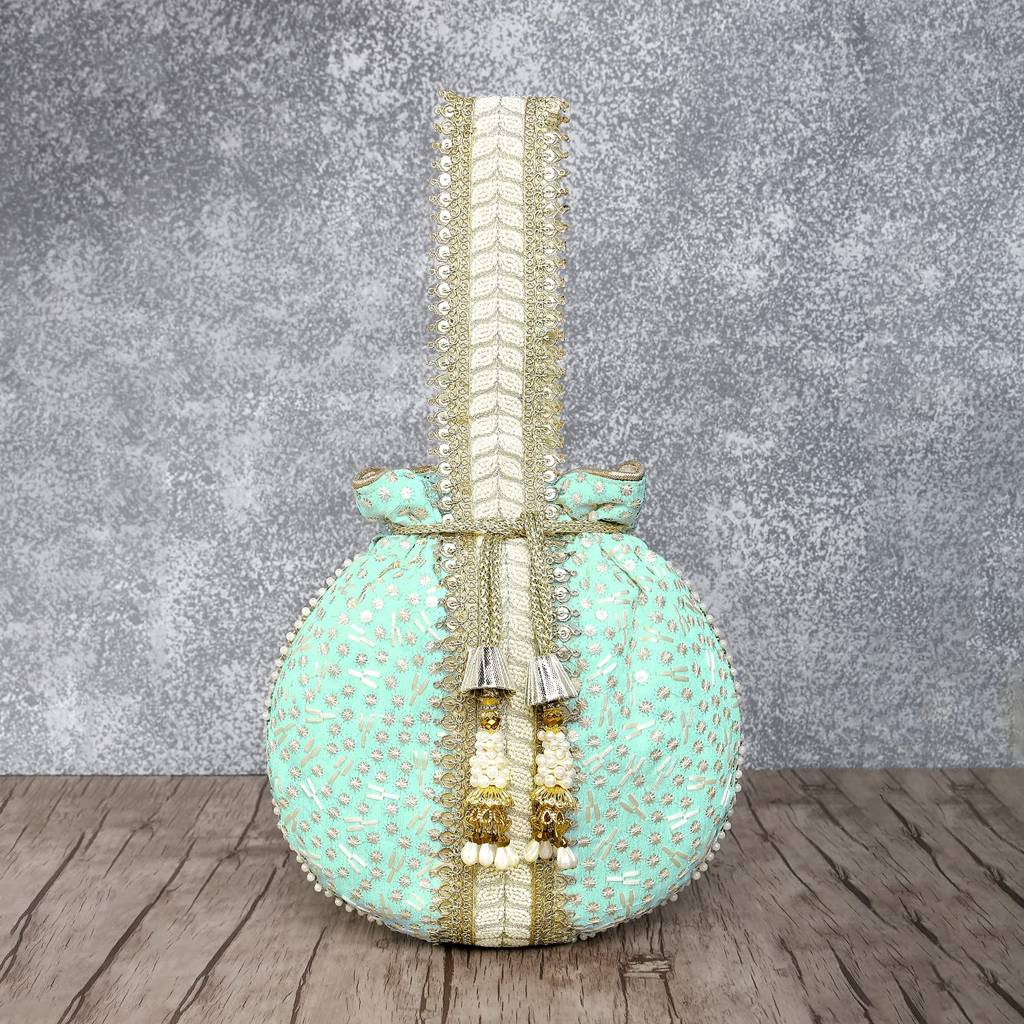 Potli Bags For Women Evening Bag Clutch Ethnic Bride Purse With Drawstring(P93Br) : P93MNT