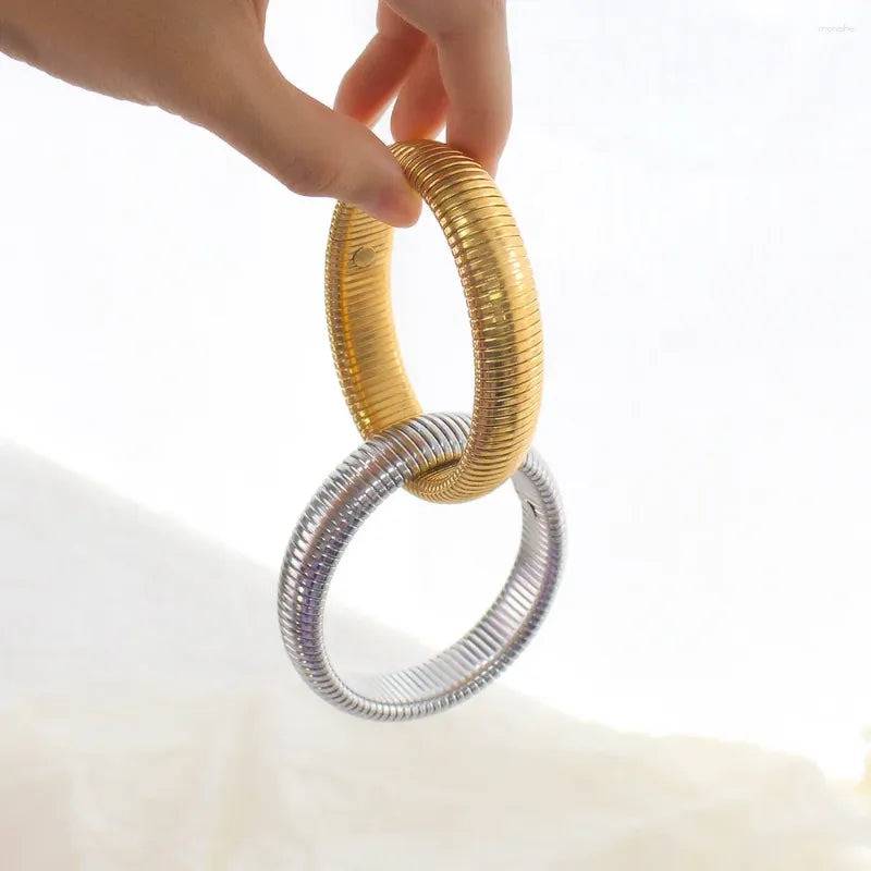 Ornate Obsession Silver Gold Bracelet - Thick : BS13284-GS-16