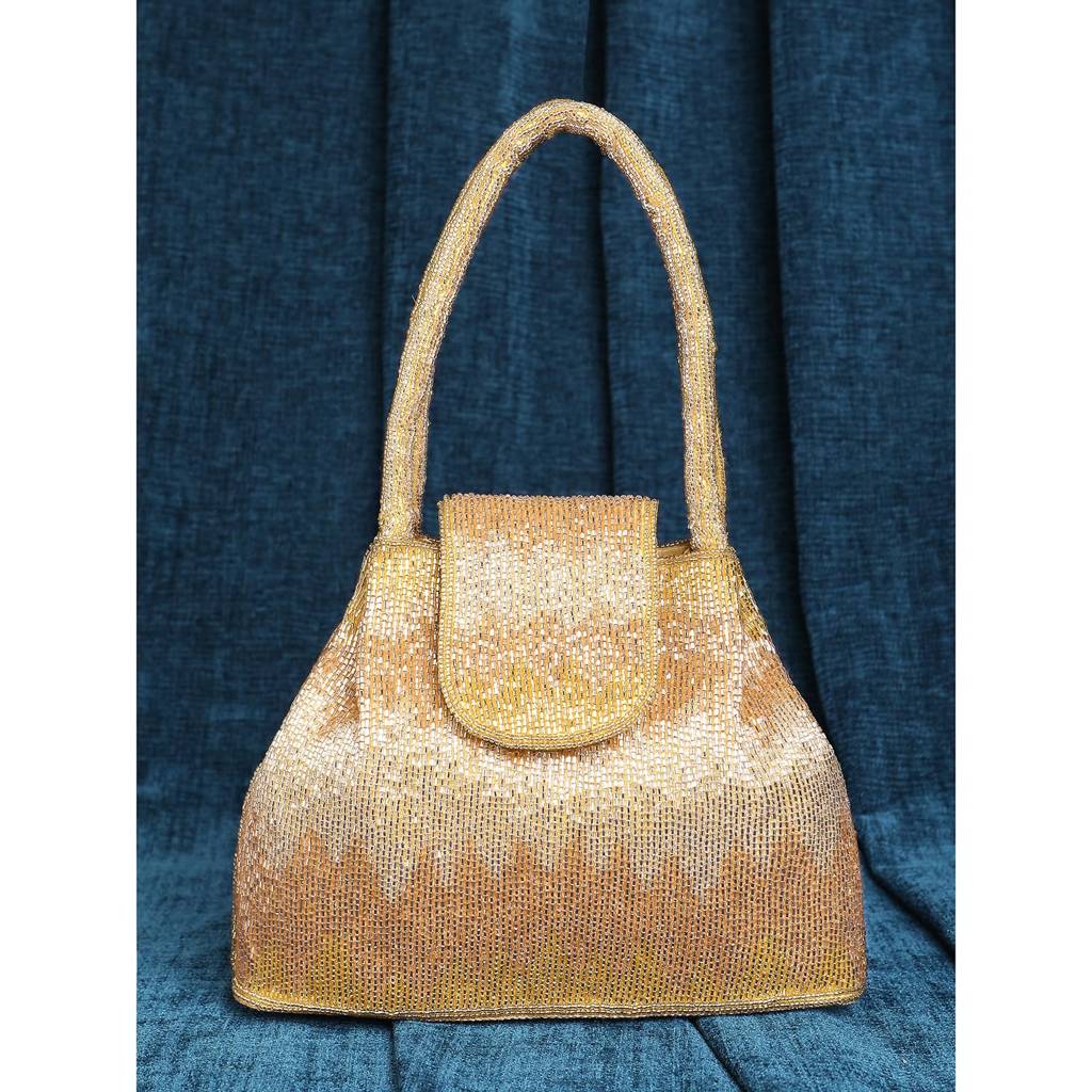 Potli Style Purses For Women Handmade Evening Handbag Stylish Bridal Fashion Wristlet Bag For Girls (P180C) : P180G