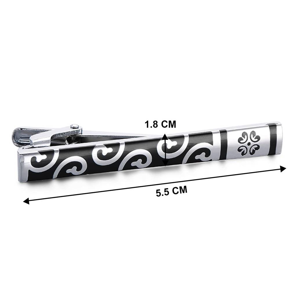 Black Silver Two Tone Tie Pin Stylish Accesories For Men & Boys Wedding Business Gift (Px9T06S) : PX9T06S