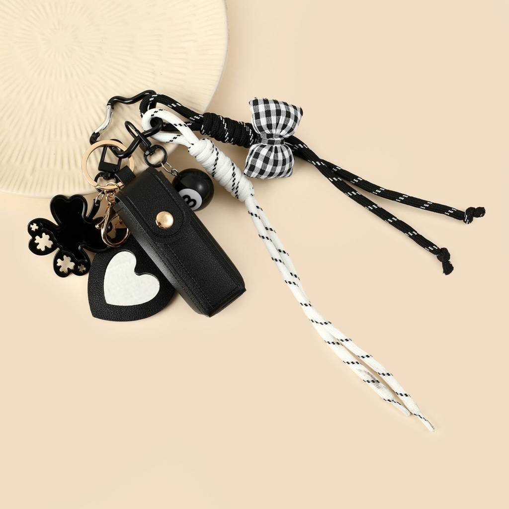 Gingham Bow Lipstick Case Bag Charm : C-BG-0088-BK
