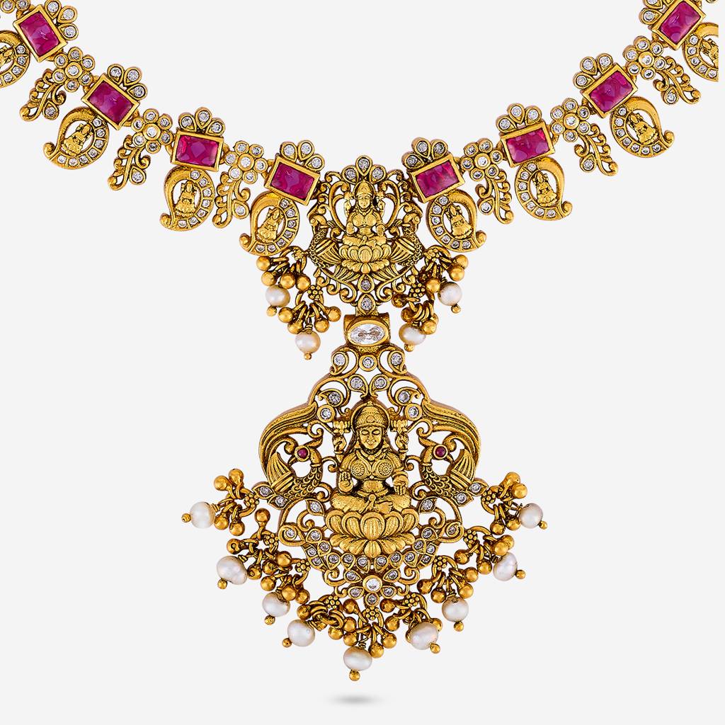 Gold - Plated Bridesmaid Temple Necklace - 434407 : 454363