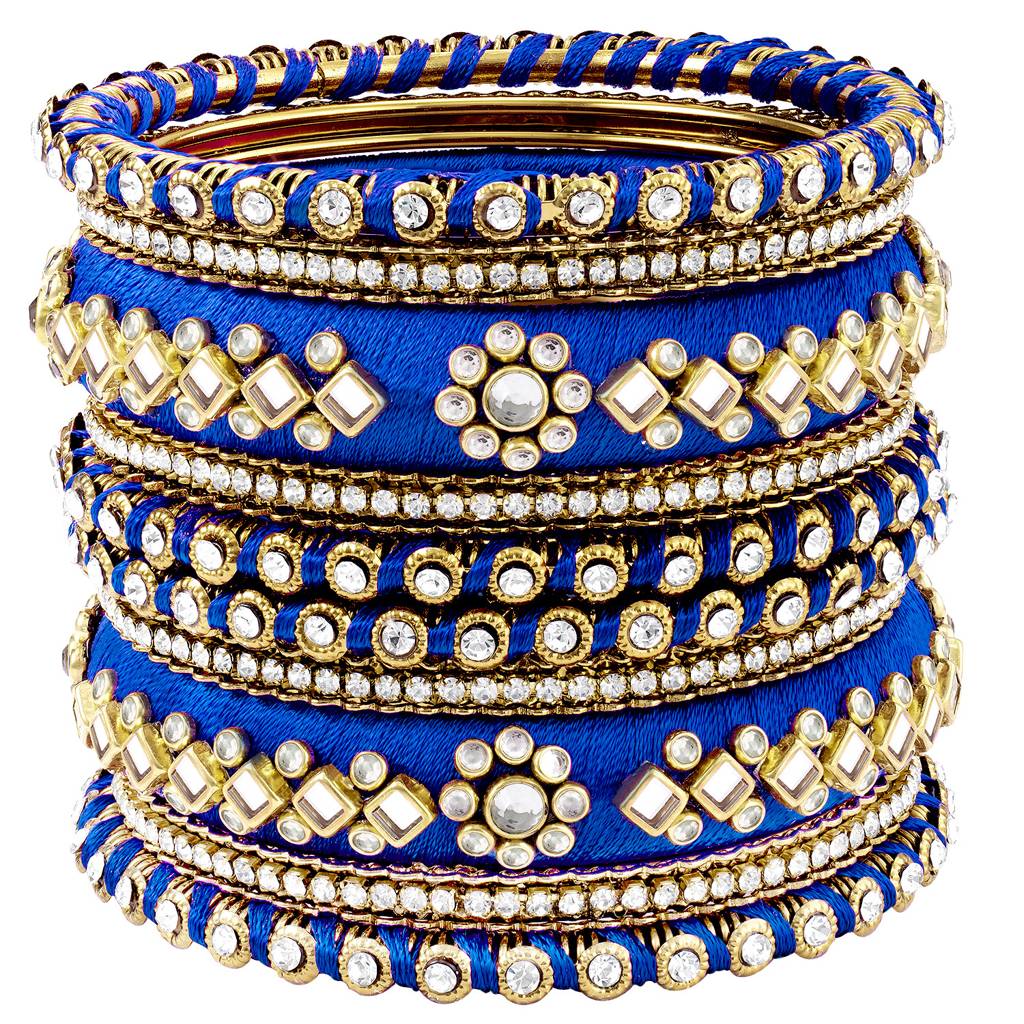 Peora Velvet Matching Fancy Silk Thread Chuda Bangle Set Navratri Gift For Women : PF51B46BW
