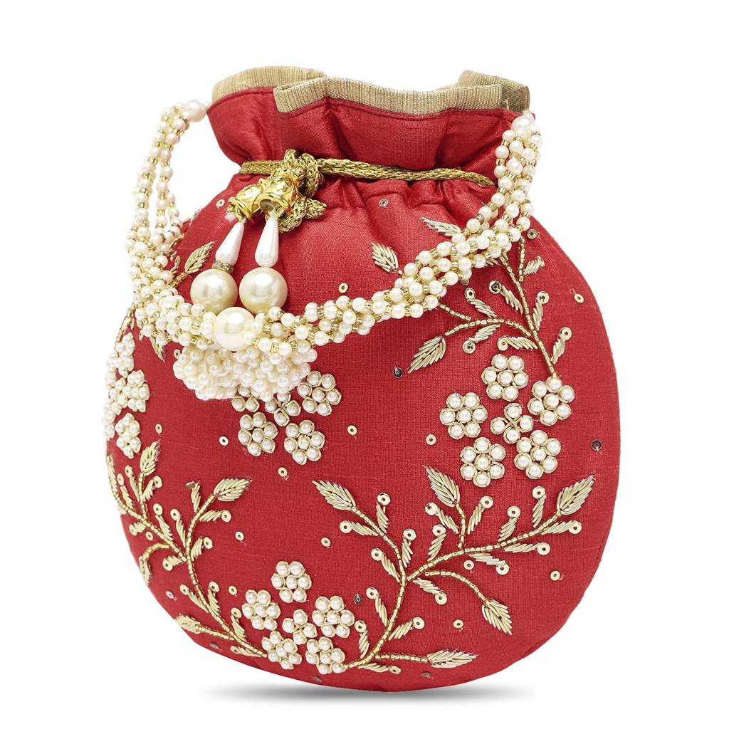 Rani Potli Bags For Women Evening Bag Clutch Ethnic Bride Purse With Drawstring (P86Rp) : P86R