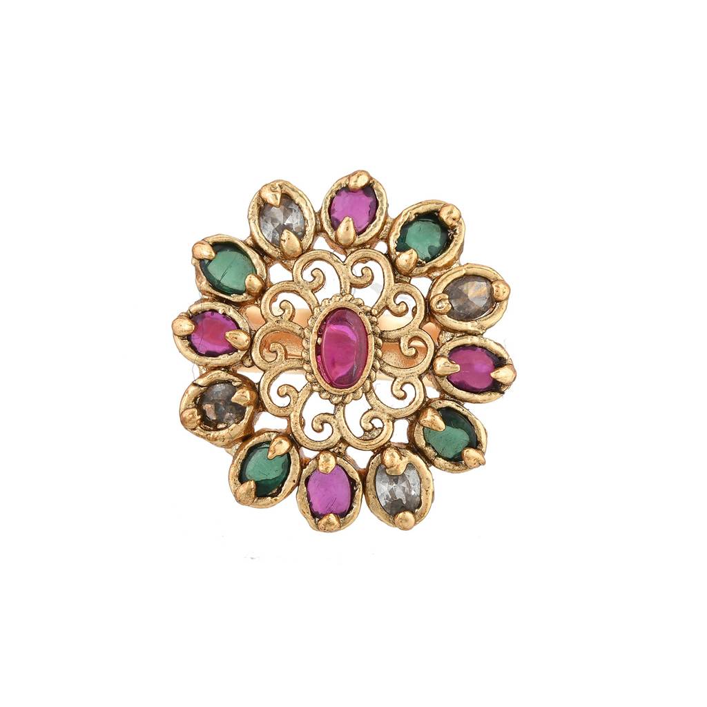 Gold Opulence Kusuma Temple Ring : 8905124543179