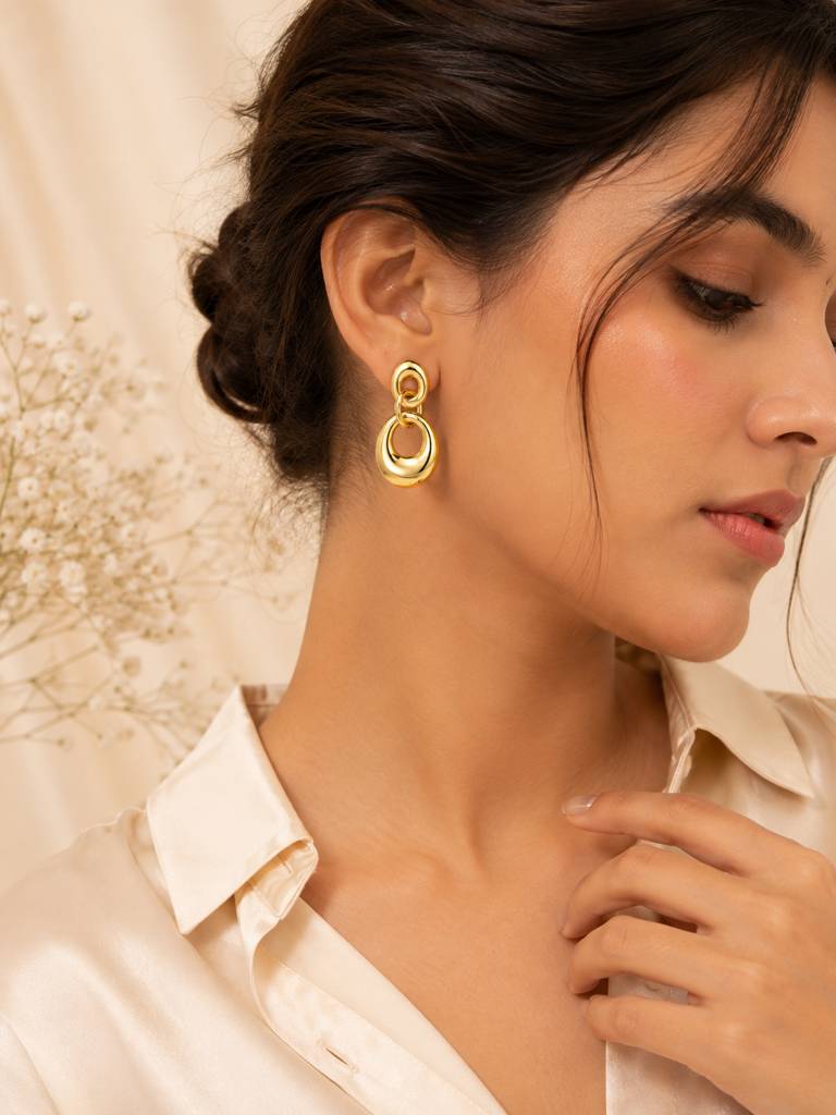 Bold Abstract Gold Earrings : AN-LJ-GO-0060-DE