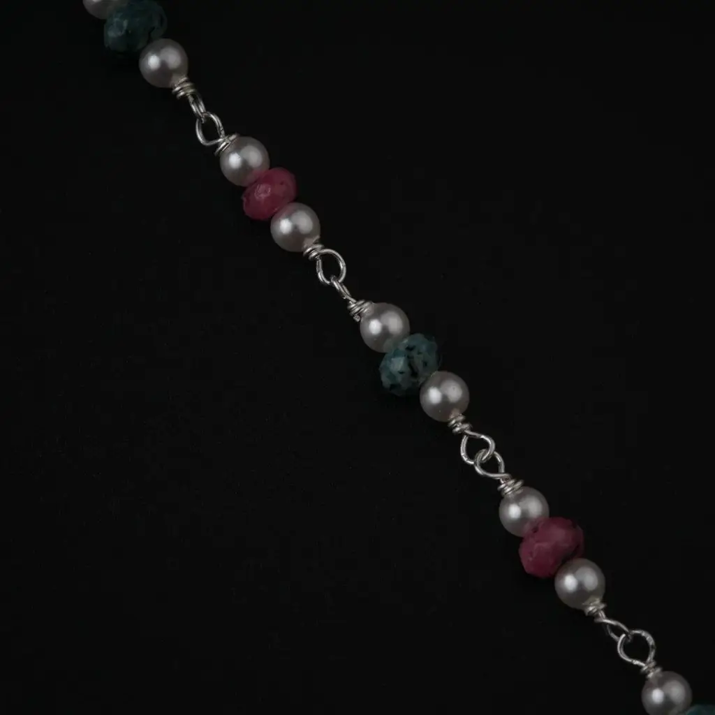 Silver Cosmos Necklace With Pearls And Semi Precious Stones : 55251863