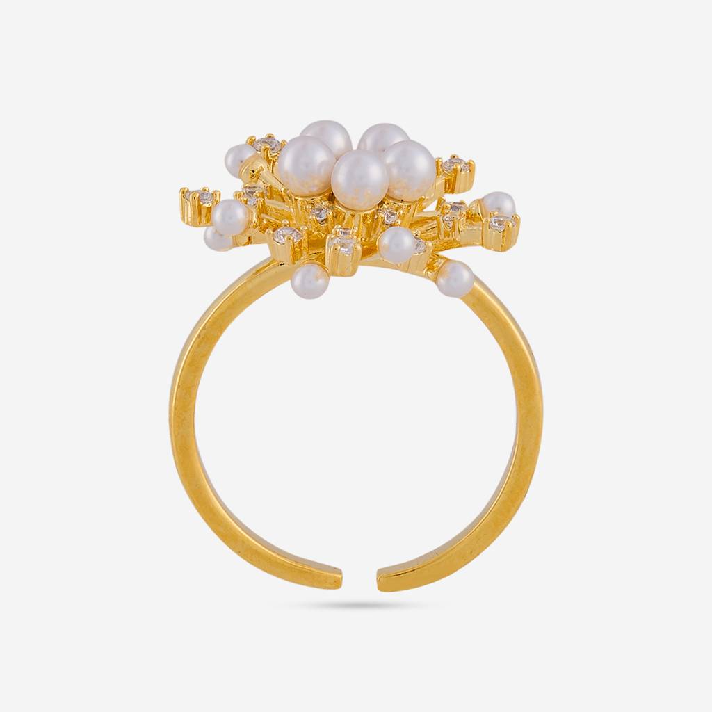 Pearl Gold - Plated Casual Wear Trendy Zircon Finger Ring - 476701 : 476701