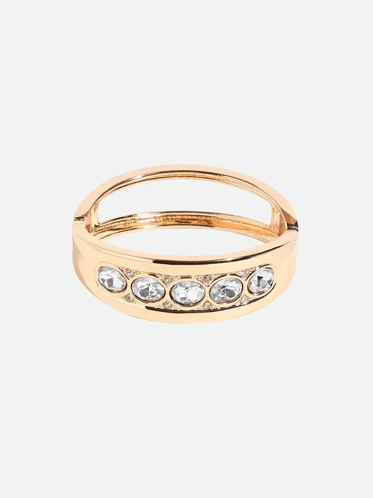 Callista-Sohi Gold-Plated Stones Studded Maxi Crystal Cuff Bracelet : SOHIBR8153