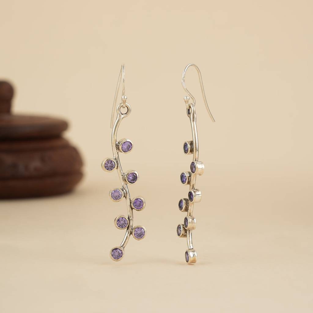 Wave Silver Drop Earrings : SSE939
