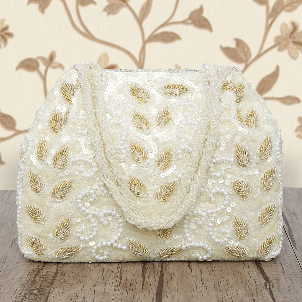 Potli Bags For Women Evening Bag Clutch Ethnic Bride Purse With Drawstring (P17Br) : P17W