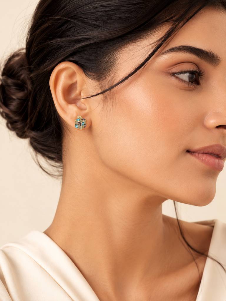 Gold Plated Cubic Crystal Earrings : AN-LJ-MU-0133-DE