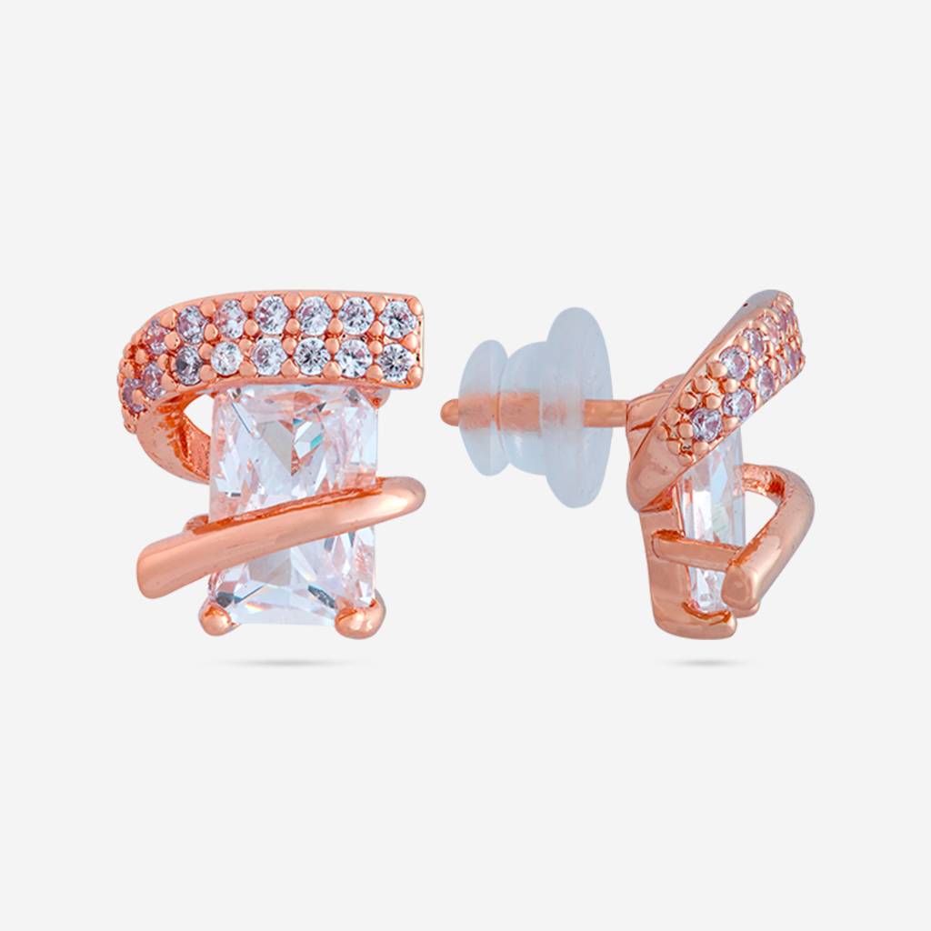 White - Plated Casual Wear Trendy Zircon Earring - 466997 : 466999
