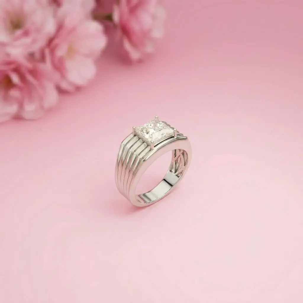 2.30Ct Moissanite Princess Cut Multi-Ridge Ring For Men'S : ZLM-10064-14N