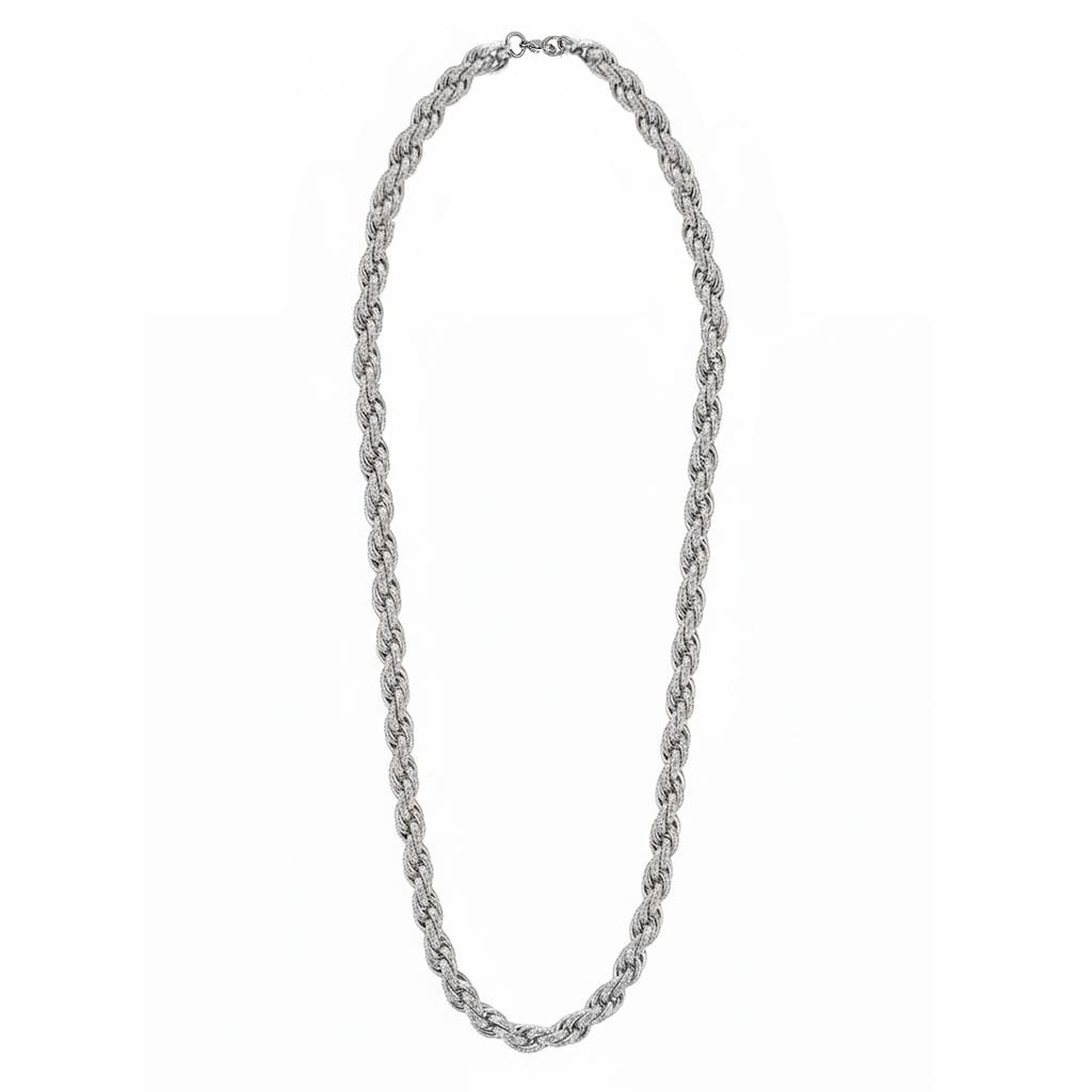 Fancy Rope Link Chain For Men & Boys | Silver Plated | Stainless Steel | Casual Stylish Design Jewellery | Birthda : PX9CH170S
