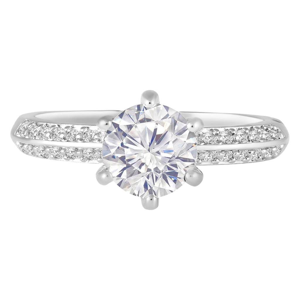 White Stylish Solitaire Finger Ring For Women & Girls | Silver Plated | Size - Us 7 | Cubic Zirconia & Crystal Stu : PX9R3010W