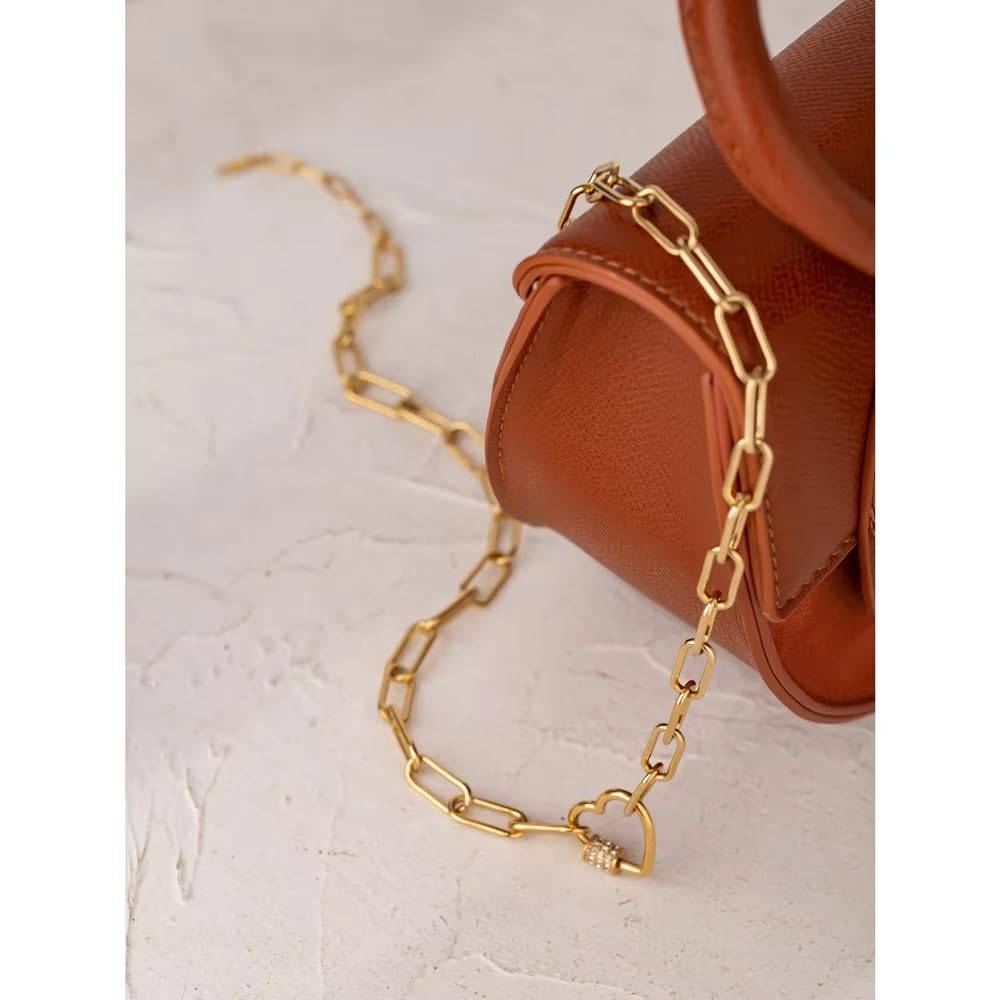 Saanvi Pave Heart Link Necklace - Gold | 18K Gold Plated | Waterproof, Hypoallergenic & Anti-Tarnish : DSVDJY05250001