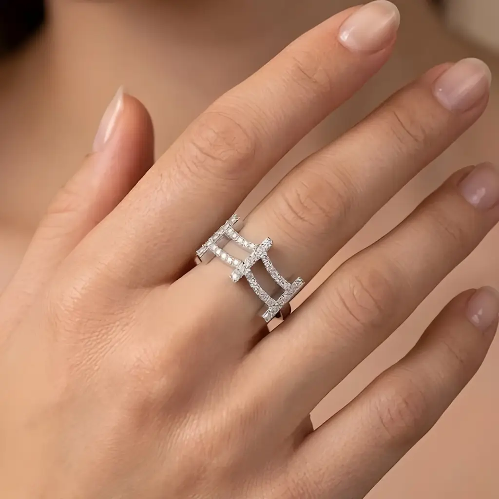 The Parallel Path Pure Silver Ring : VRG15-SL-9-W