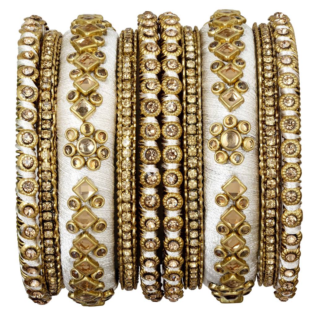 Peora Velvet Matching Fancy Silk Thread Chuda Bangle Set Navratri Gift For Women : PF51B46W