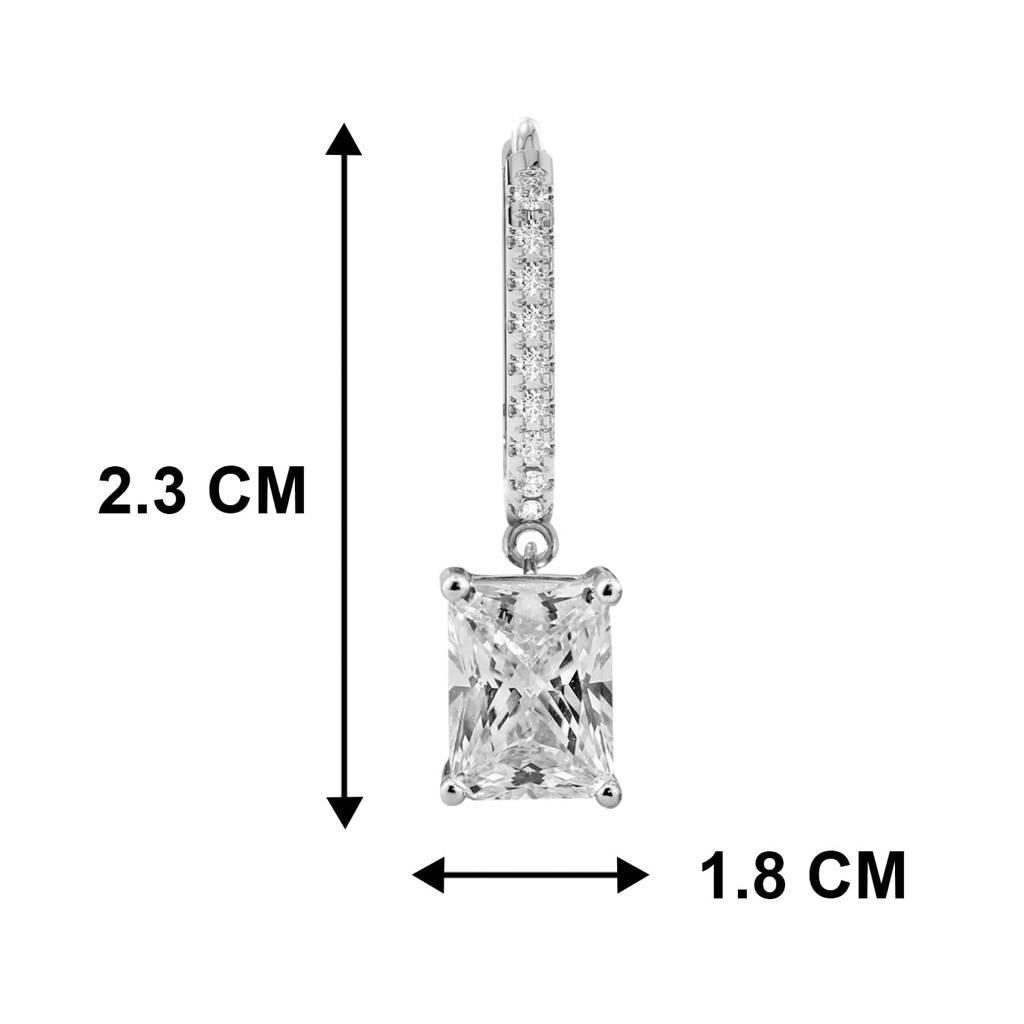 American Diamond Studded Silver Plated Drop Earrings Fashion Stylish Jewellry Gift For Girls & Women (Px8E133) : PX8E133