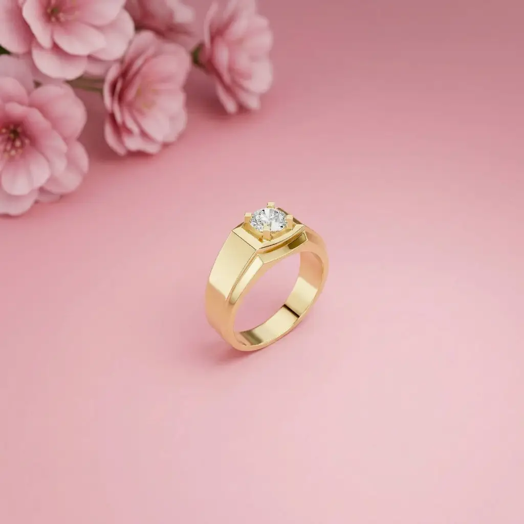 0.75Ct Moissanite Bold Bezel Set Solitaire Ring For Men'S : ZLM-10094Y-14N