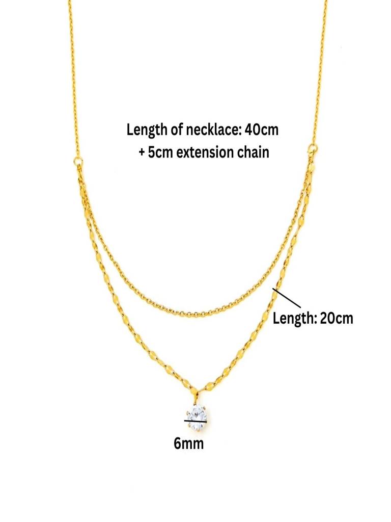 Minimal Zircon Layered Necklace 18K Gold Plated Anti-Tarnish : AHM0126N011