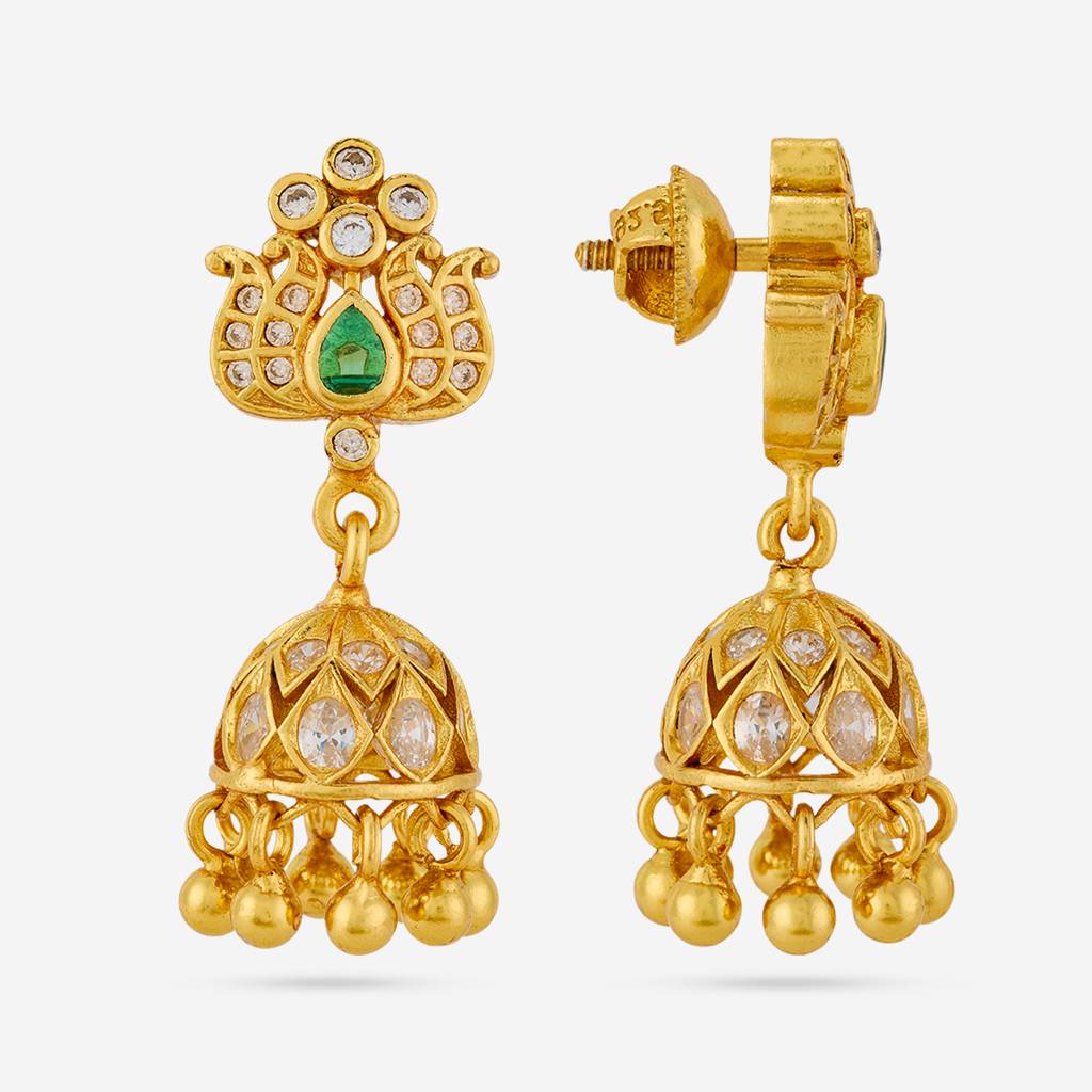 Green Gold - Plated Festive Temple Earring - 464988 : 464988