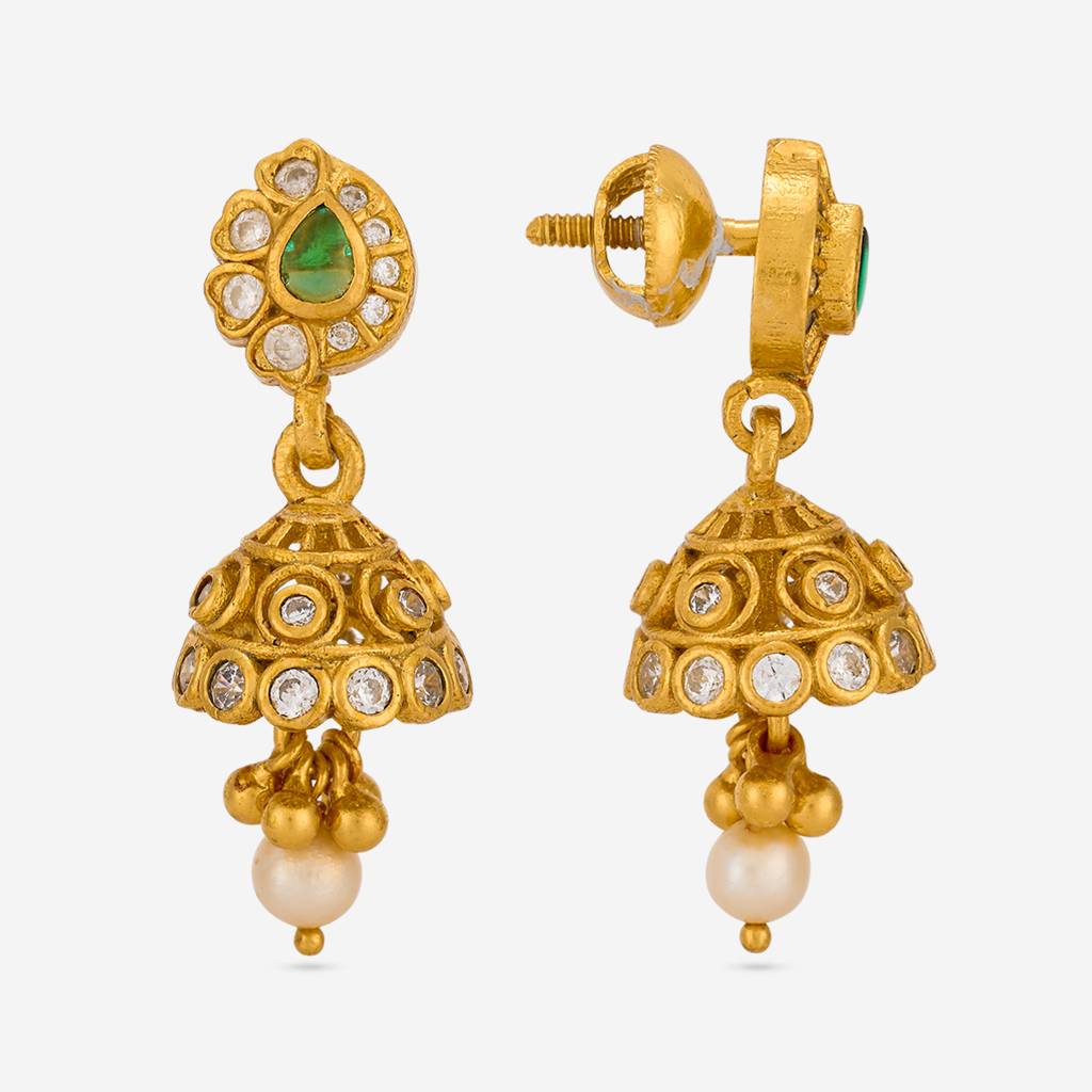 Green Gold - Plated Festive Temple Earring - 467827 : 467827