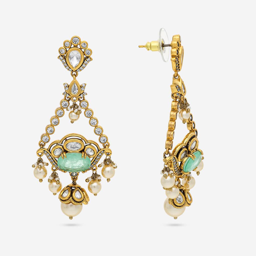 Mint Victorian - Plated Bridesmaid Kundan Earring - 458647 : 458647
