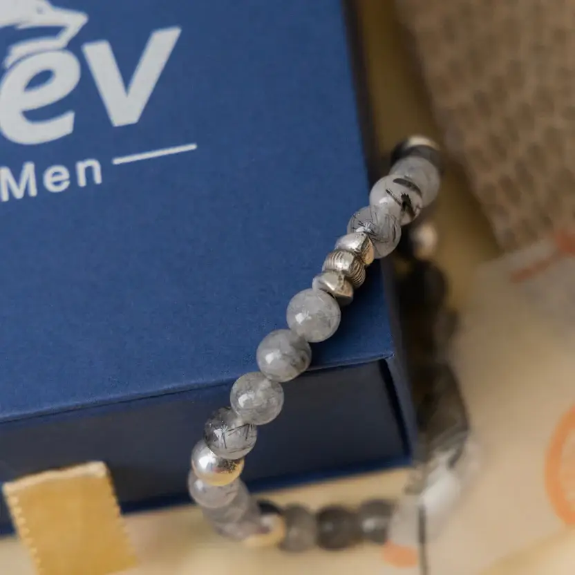 Black Rutile Silver Bracelet : ZV-BRC-NAT-005
