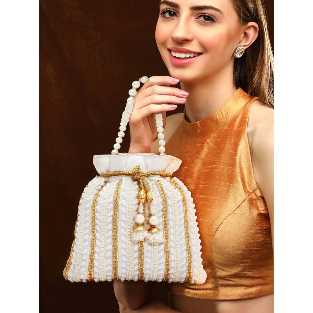 Potli Bags - For Women Girls Evening Bag Clutch Ethnic Bride Purse With Drawstring : P82W