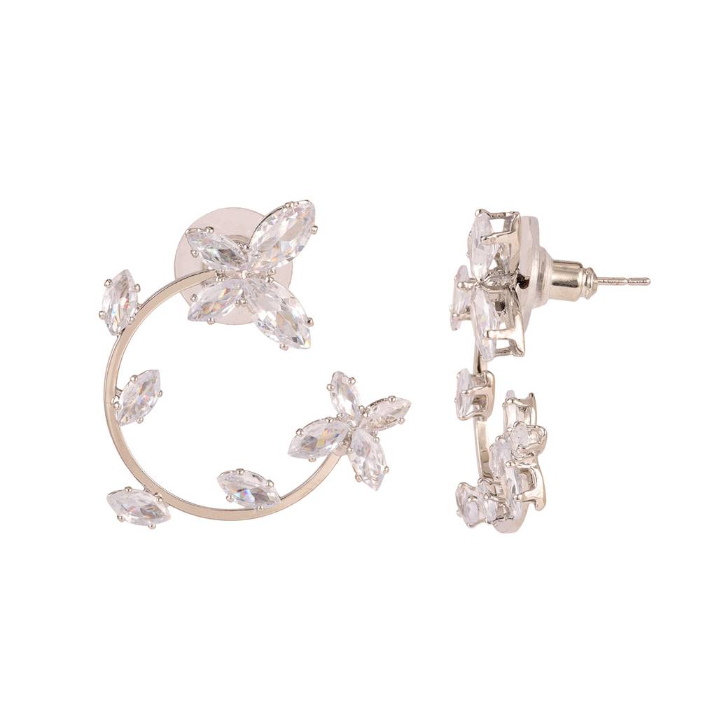 Korean Bling Daisy Dream Crystal Hoop Earrings : 8905124563658