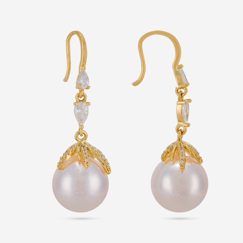 Pearl Gold - Plated Casual Wear Trendy Zircon Earring - 464617 : 464617